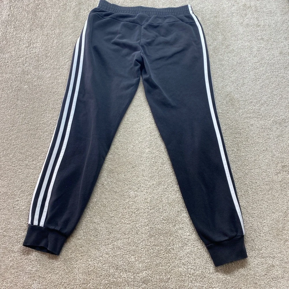 Adidas Sweatpants Mens Small Jogger Black‎ White 3 Stripe Casual Athletic